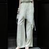 Lanseer Elegant Acetate Lace Trim Wide Leg Pants
