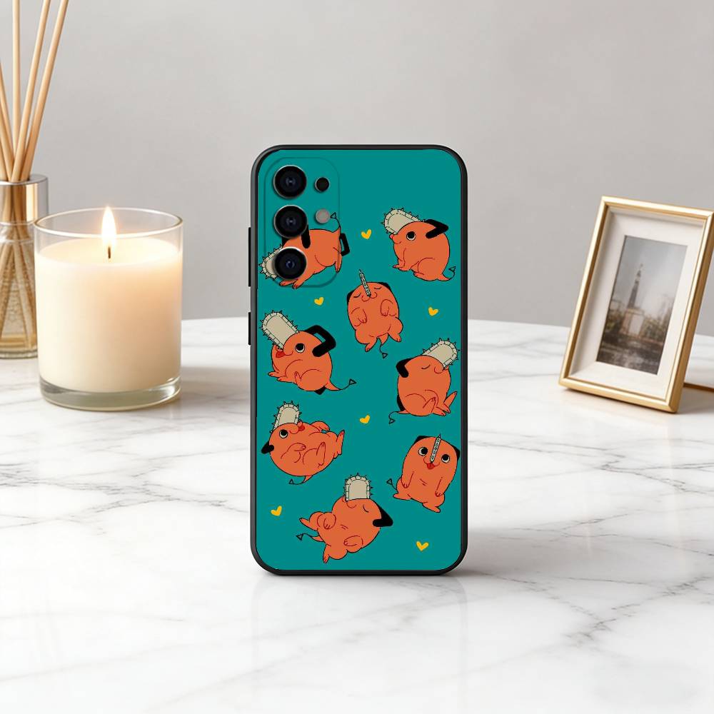 Cute P-Pochita-ES Phone Case For Samsung S25,S24,S21,S22,S23,S30,Ultra,S20,Plus,Fe,Lite,Note,10,Black Cover Samsung S225G