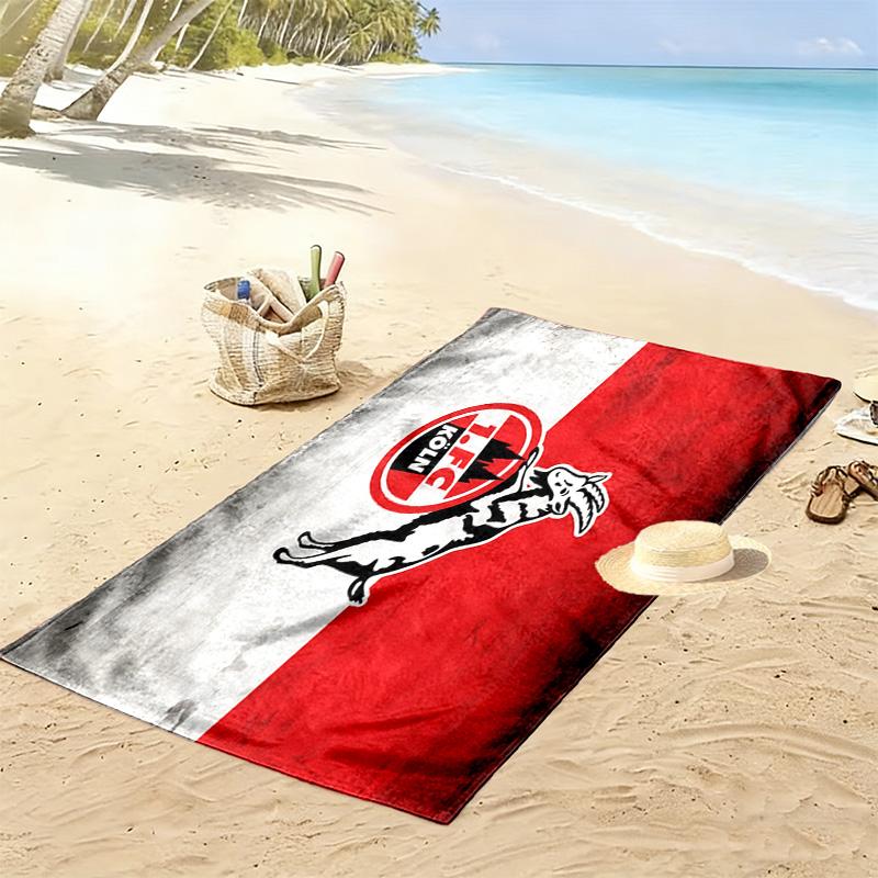 Toalha de Praia Estampada FC Köln, Toalha Grande Macia de Secagem Rápida para Praia Camping Natação