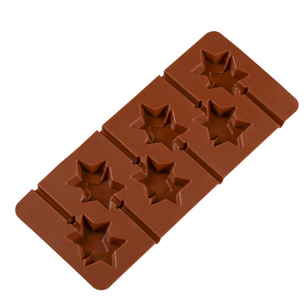 6 Cavity Star Lollipop Mold Chocolate Candy Jelly Cake Cupcake Tops Biscuits Baking Mould