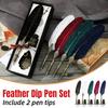 Retro Feather Pen Set with 2 Pen Tips Creative Retro Exquisite Stationery Calligraphy Writing Pen Gift Box for Teacher Elder
