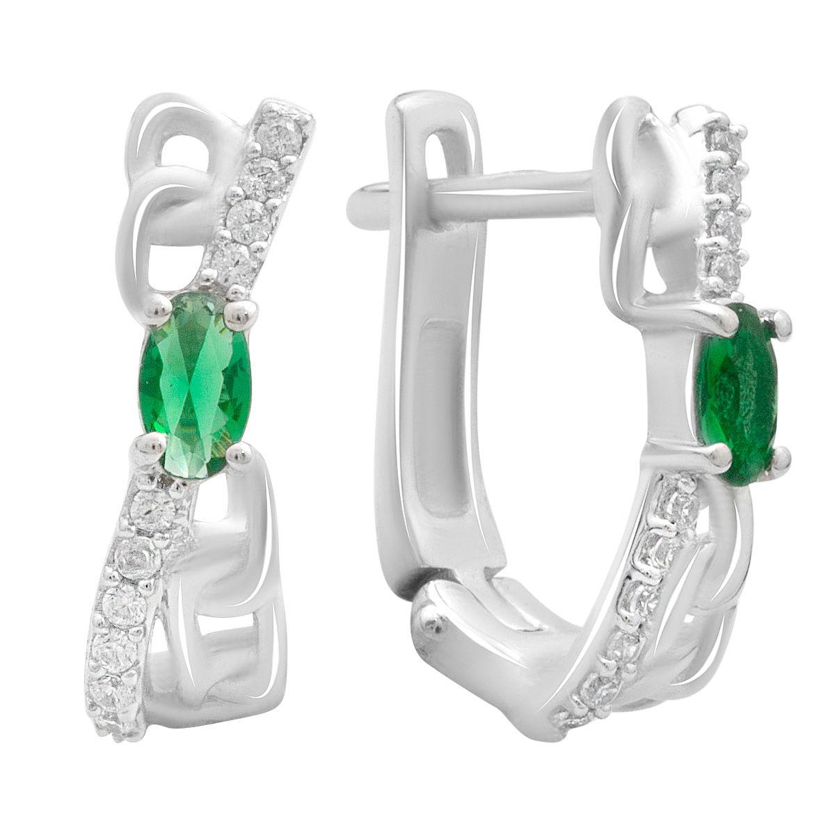 

Silver earrings with nano emerald 0.638ct (2192145) смарагдовий