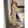 Women's Clothing Diagonal Shoulder Lace-up Sleeveless Slim-fitting Solid Color Dress Fashionable and Simple Women