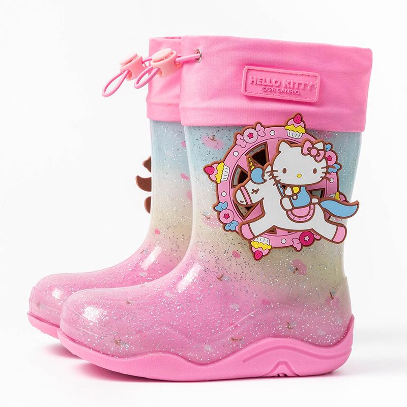 Sanrio Carousel Ferris Wheel Kids' Non-slip Rain Boots - Cartoon Jelly Shoes for Girls