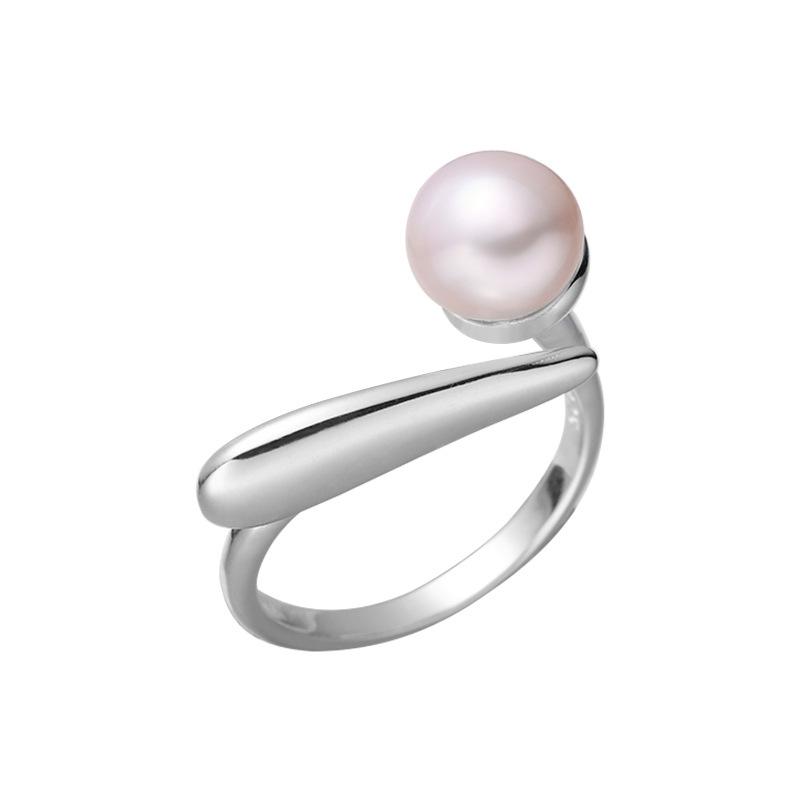925 Sterling Silver Round Pearl Ring Wedding Adjustable Rings For Women Jewelry Wholesale  Money 925