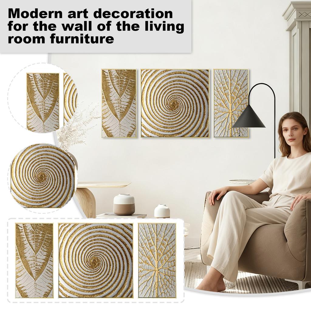 3-piece Abstract Geometric Canvas Painting Set, Modern Decoration For Living Room Walls.