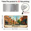 Mfoever Tin Sign HD Aluminum Metal Sign Bruges Belgium Vintage License Plate Style Wall Decor Retro Canal Cityscape European Town Design Tin Po