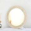 Round Pearl Beaded Dinner Plate Golden Metal Edge Storage Tray Used for Wedding Party Cake Dessert Decoration Storage Tray