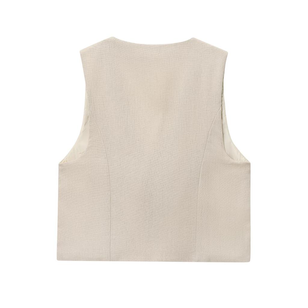 European and American style, new women's clothing, beaded linen blended vest, blended casual shorts