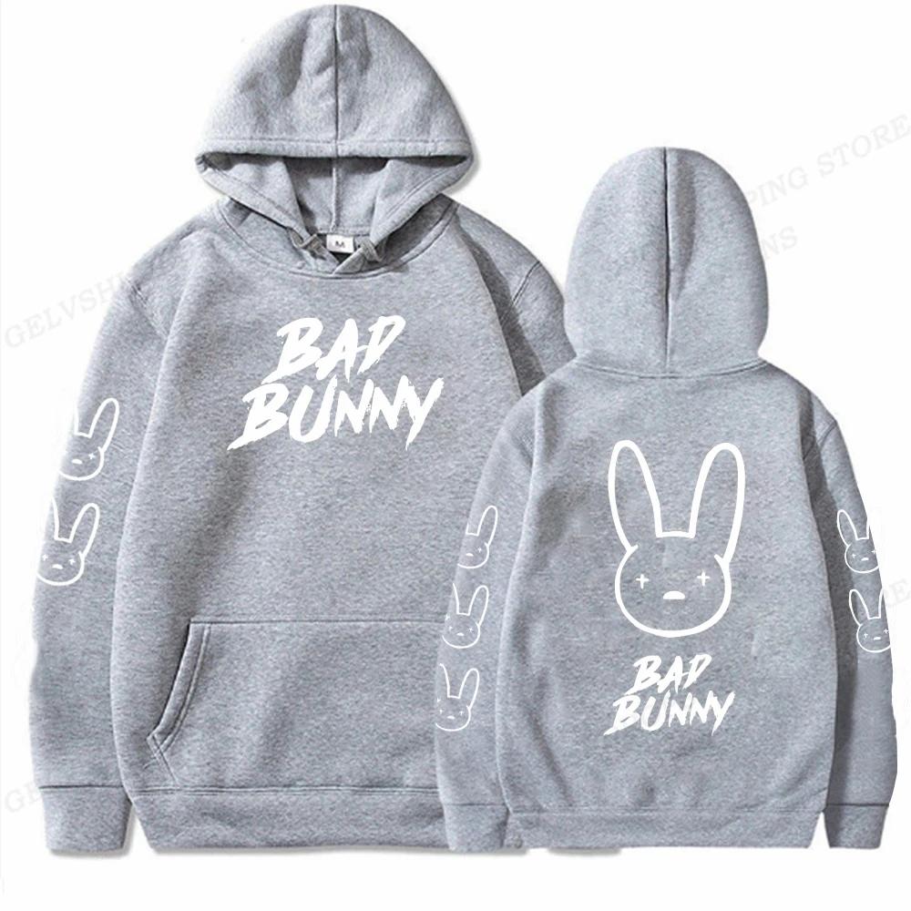 Mikiny s kapucí s králičím potiskem Bad Bunny pro muže a ženy, streetwear, hip hop, mikina s kapucí, svetry, unisex tepláková souprava