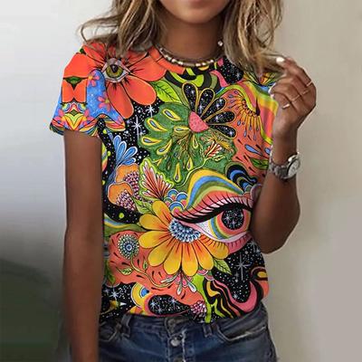 Summer Fashion Women 3d Print Face Painting T-Shirts Girls Top Harajuku Colorful Personality Short Sleeve Tee Oversized Clothing