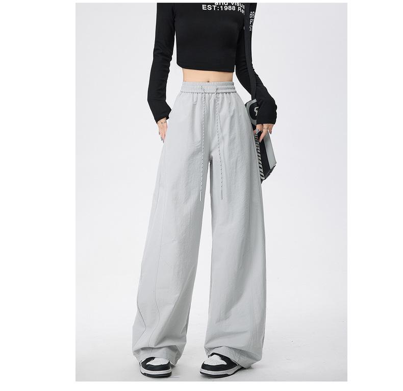 Women's Wide-Leg Quick-Dry Workwear Pants - Spring/Summer 2026, Loose-Fit, Sun Protection, Slimming Casual Wear