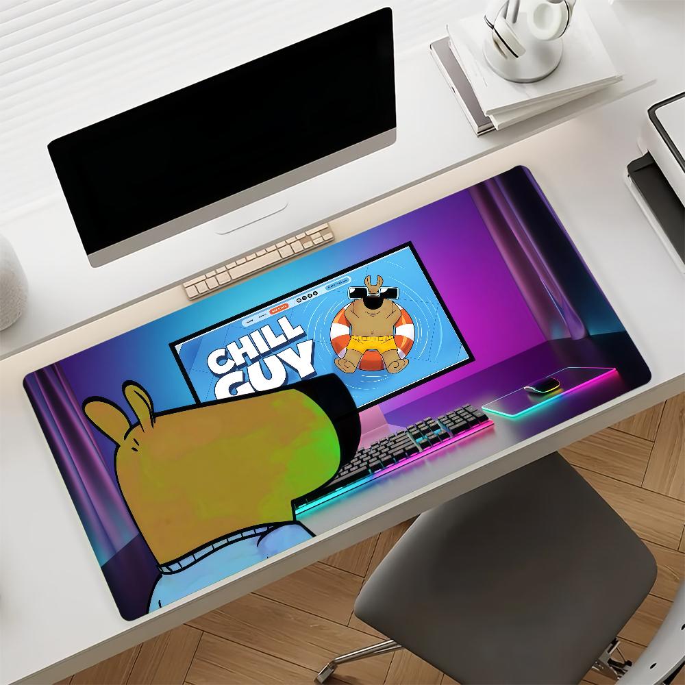 Cute Chill Guy   Mouse Pad Nonslip Rubber Computer Mat Gamer Balance Decoracion Deskmat Laptop Office Large