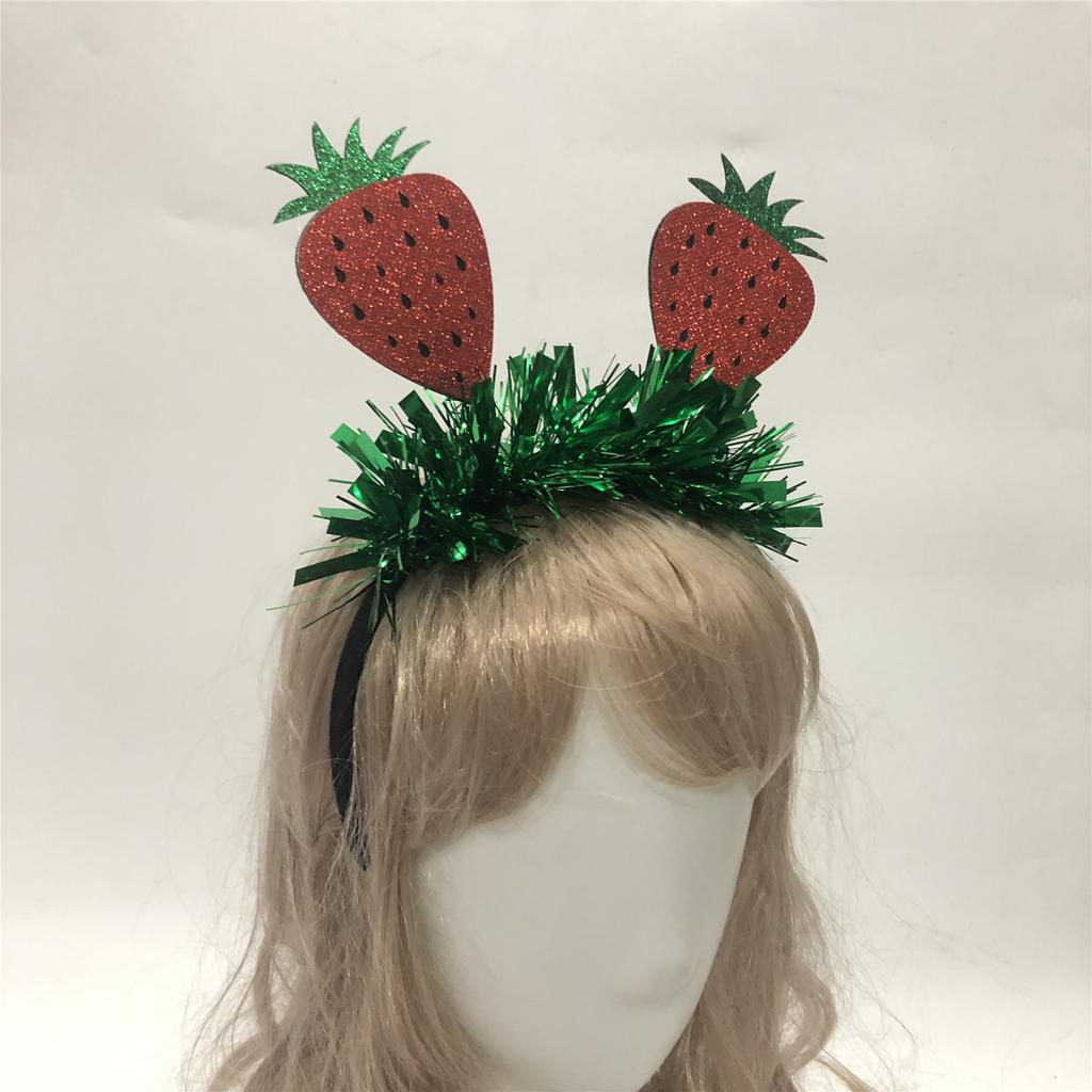 Havajská tématická pokrývka hlavy s tropickým ovocem, prázdninová čelenka do vlasů s třpytivým práškem pro party nadšence a milovníky léta