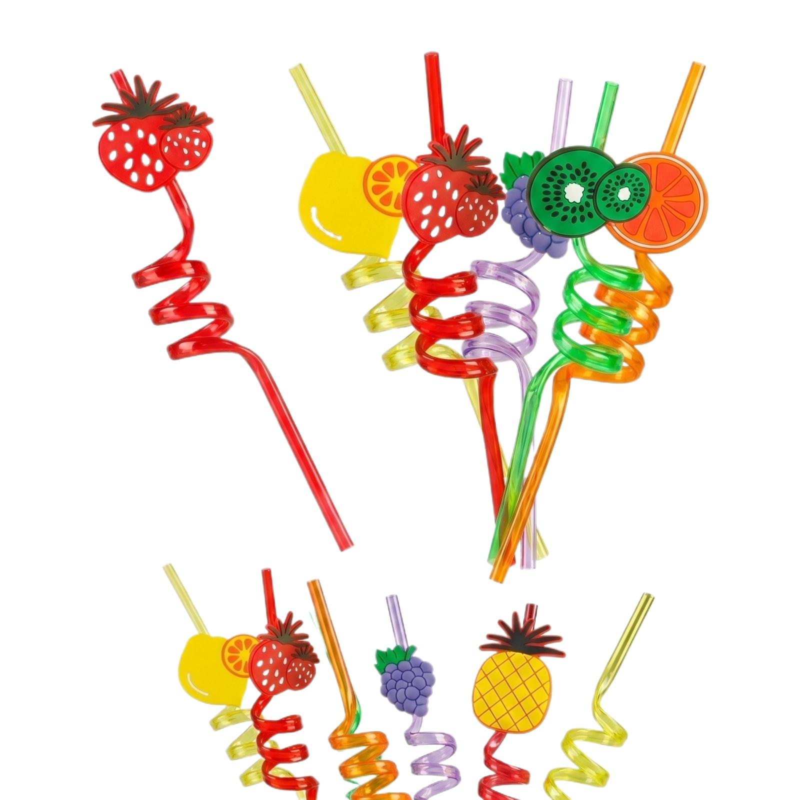 

Creative Cartoon Straws PET Safe Plastic Fruit Animal Christmas Party Straws one size