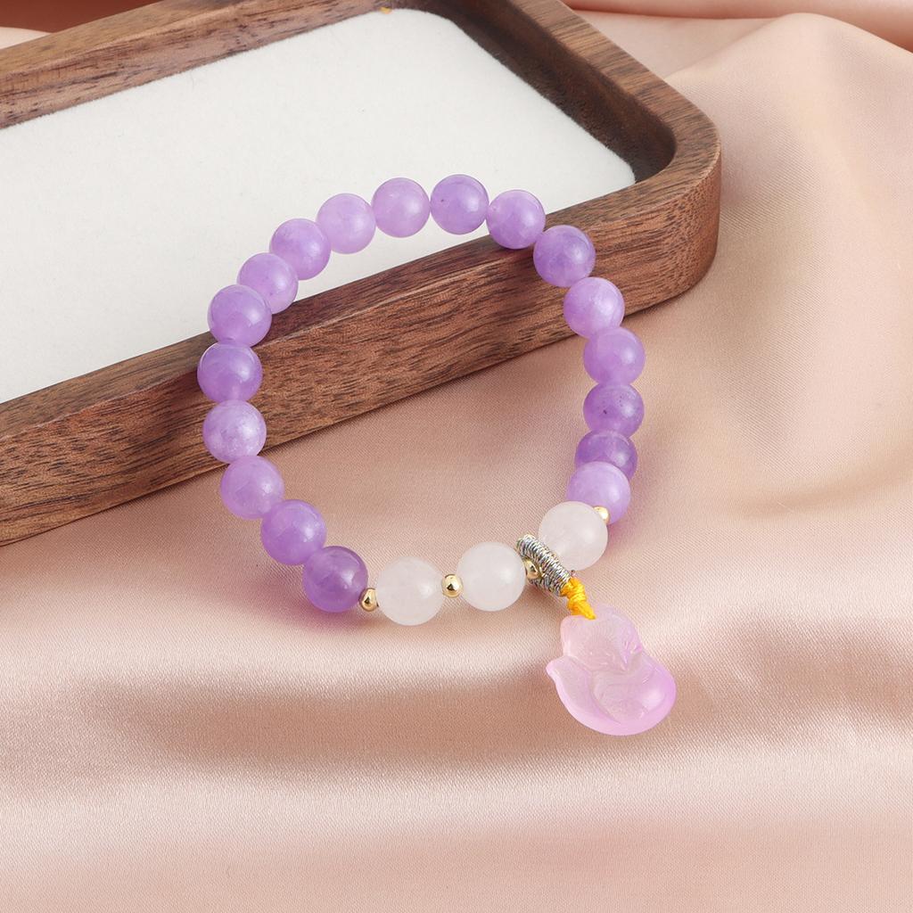 Natural amethyst bracelet, chalcedony lychee frozen flower Fengjiu bracelet, girlfriend jewelry, versatile national style