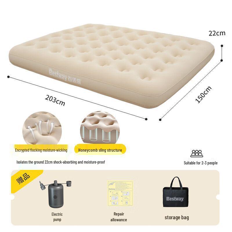 Bestway Automatische aufblasbare Matratze: Verdickt, Erhöht für Einzel-/Doppelbett, Ideal für Zuhause & Camping