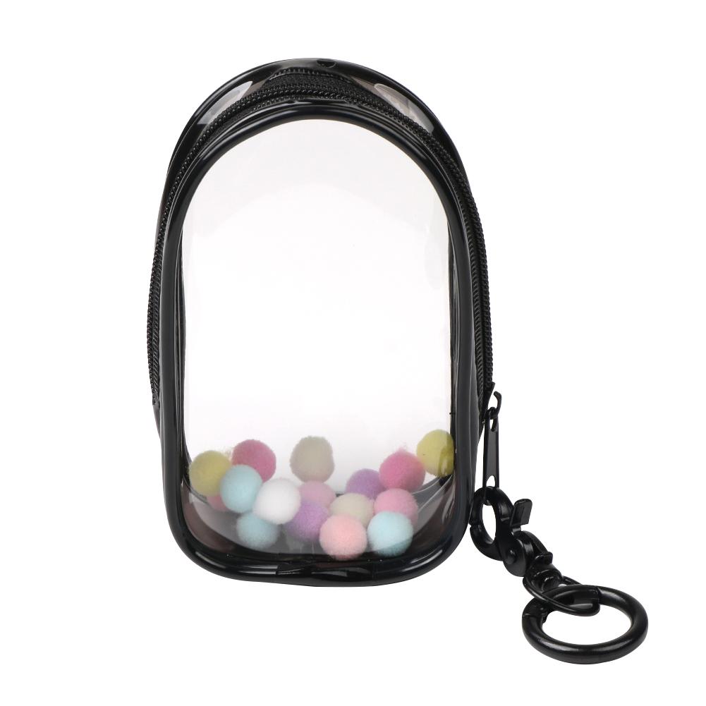 

Портативный прозрачный ПВХ органайзер, сумка для хранения игрушек, карман на молнии для куклы C Style with hook balls чёрный