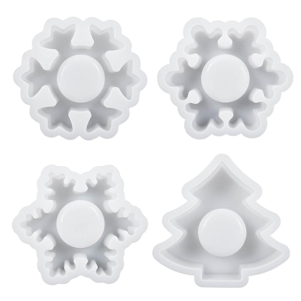 1/4x Snowflake Candle Holder Silicone Mold Tree Shape Tealight Holder Epoxy Mold Candlestick Resin Mold Christmas Decors