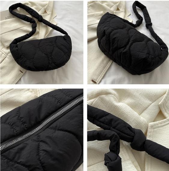 Large Capacity Women's Crossbody Bag Soft Cott-padded Jacket Bag Lightweight Waterproof Dumplings Bag For Women
