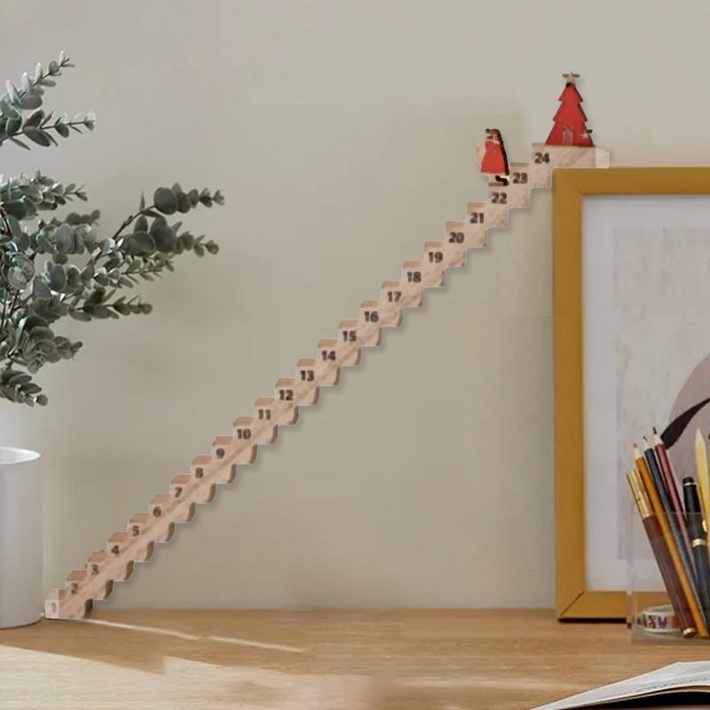Wooden Christmas Advent Calendar Stairs Funny Santa Climbing Travel Desk Staircase Decoration Home Christmas Countdown Ornaments