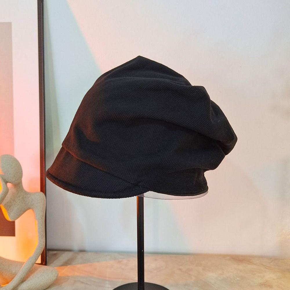 Solid Color Beanie Hat Keep Warm Skull Cap Visor Beret Hat Slouchy Baggy Caps  Unisex