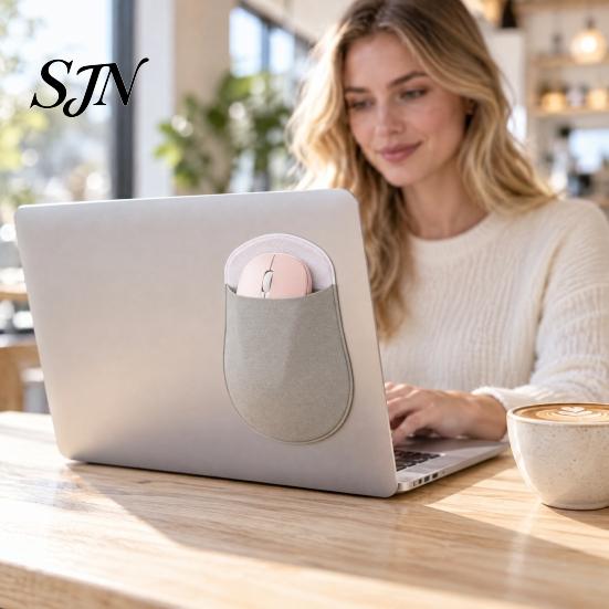 Stretchable Mouse Case for Notebook Wireless Sleeve Pouch, Self Adhesive Universal Storage Office Bag, Lycra Fabric Large Opening Holder Laptop