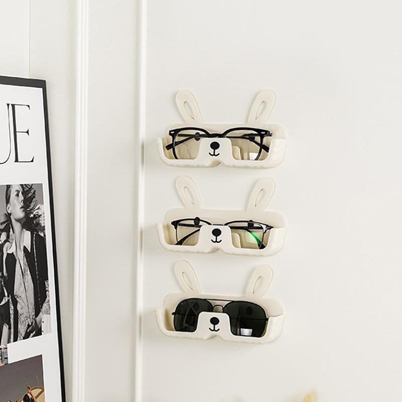 Plastic Glasses Holder Organizer Hangable Sunglass Show Stand Shelf Self-Adhesive Wall Mounted Glasses Storage For Home Storage
