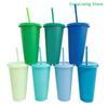 Reusable With Straws Lid Cold Drink Tumbler Flash Powder Water Bottle Plastic Drinkware Tumblers Straw Drinking Cup