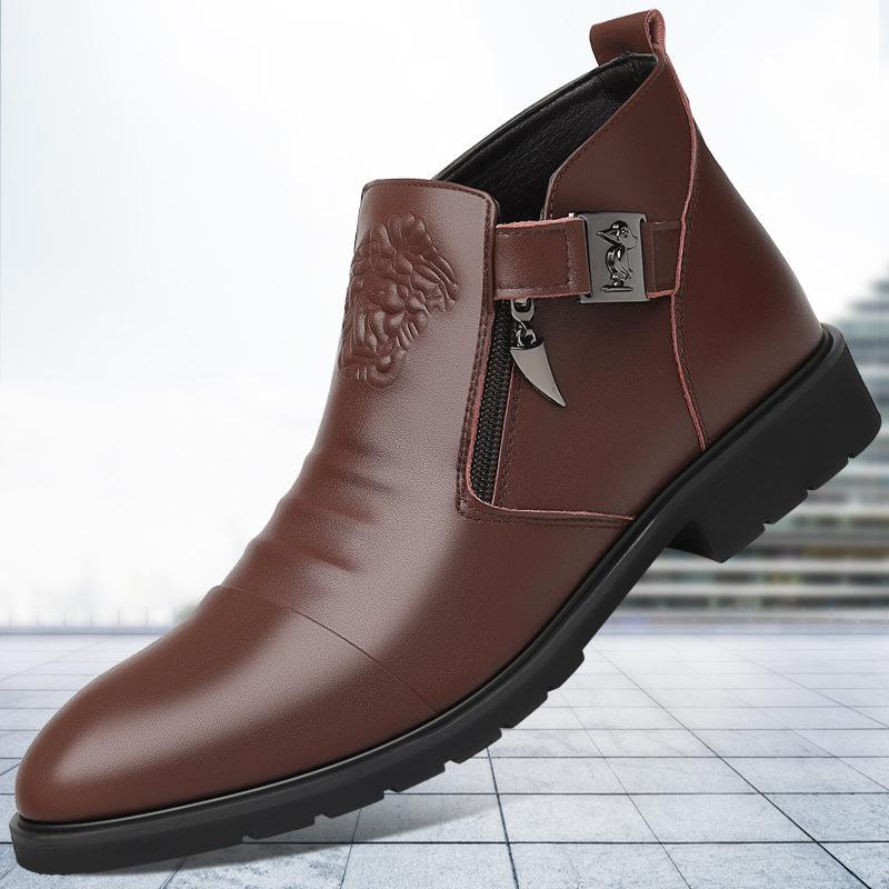 

2025 autumn and winter new men s shoes British business dress leather shoes men s high-top large-size large-size boots men s 47
