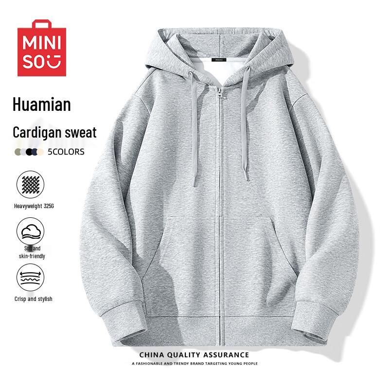 Miniso Men's Heavyweight Loose Fit Zip-up Hoodie