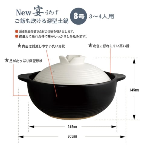 Living New Banquet Overflow-Resistant Earthenware Pot No. 8