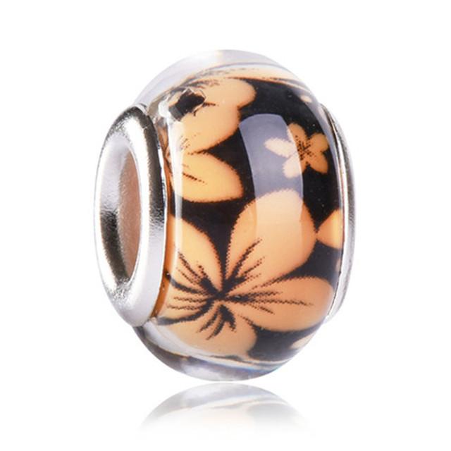 Daisy Flower Round Murano Glass Beads for Charm Bracelet Pendant DIY Jewelry