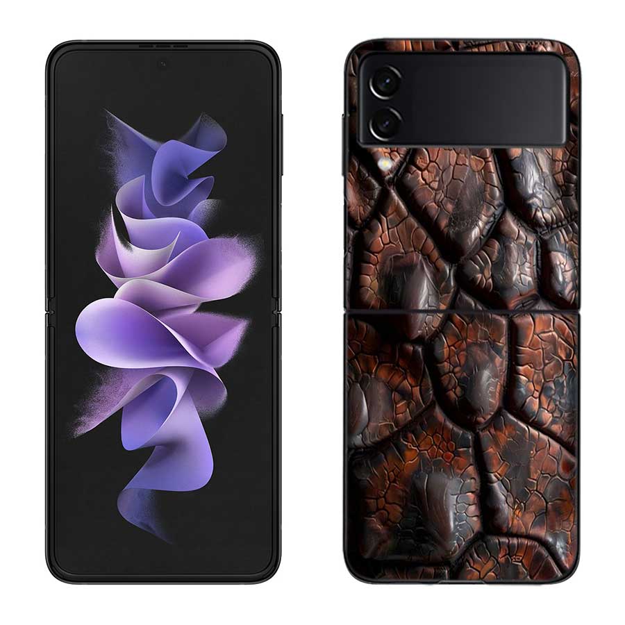 Crocodile Skin Phone Case For Samsung Z Flip 7 6 5G Galaxy Z Flip 5 4 3 Black Hard Cell Cover Luxury PC Shell Coque