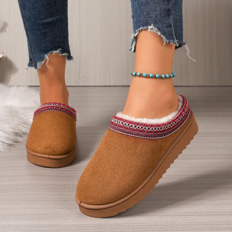 Plus-size casual velvet toe back-toe shoes winter style comfortable soft-soled flip-flops 36