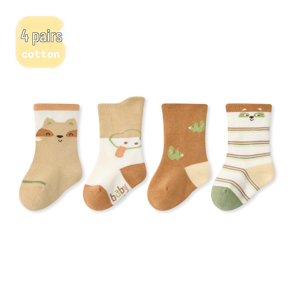 Cartoon Loose Cuff Cotton Baby Socks - Antibacterial and High Elastic for Spring/Autumn