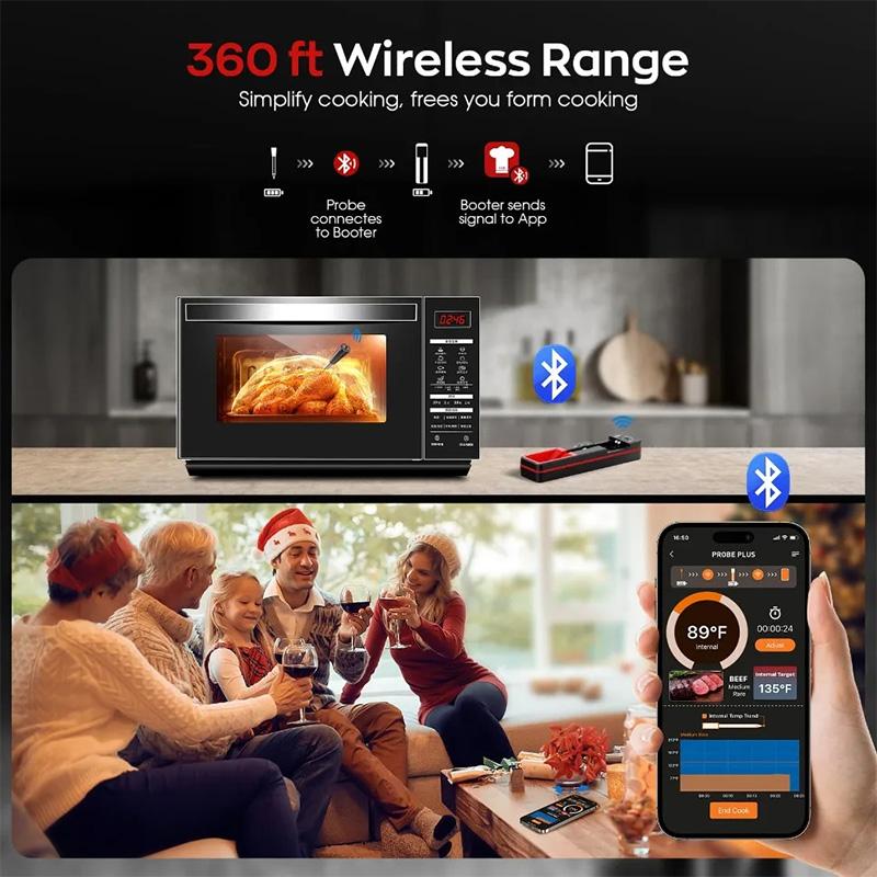 Wireless Meat Thermometer Digital Probe Thermometer Bluetooth 360FT Support APP Remote Monitoring for Oven, Smoker, Sous Vide