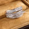 Htpwe Copper Metal Inlaid Zirconium Multi-layer Star Ring Opening Ring Women's Plated 18k Gold Couple Holiday Gift Ring Zircon