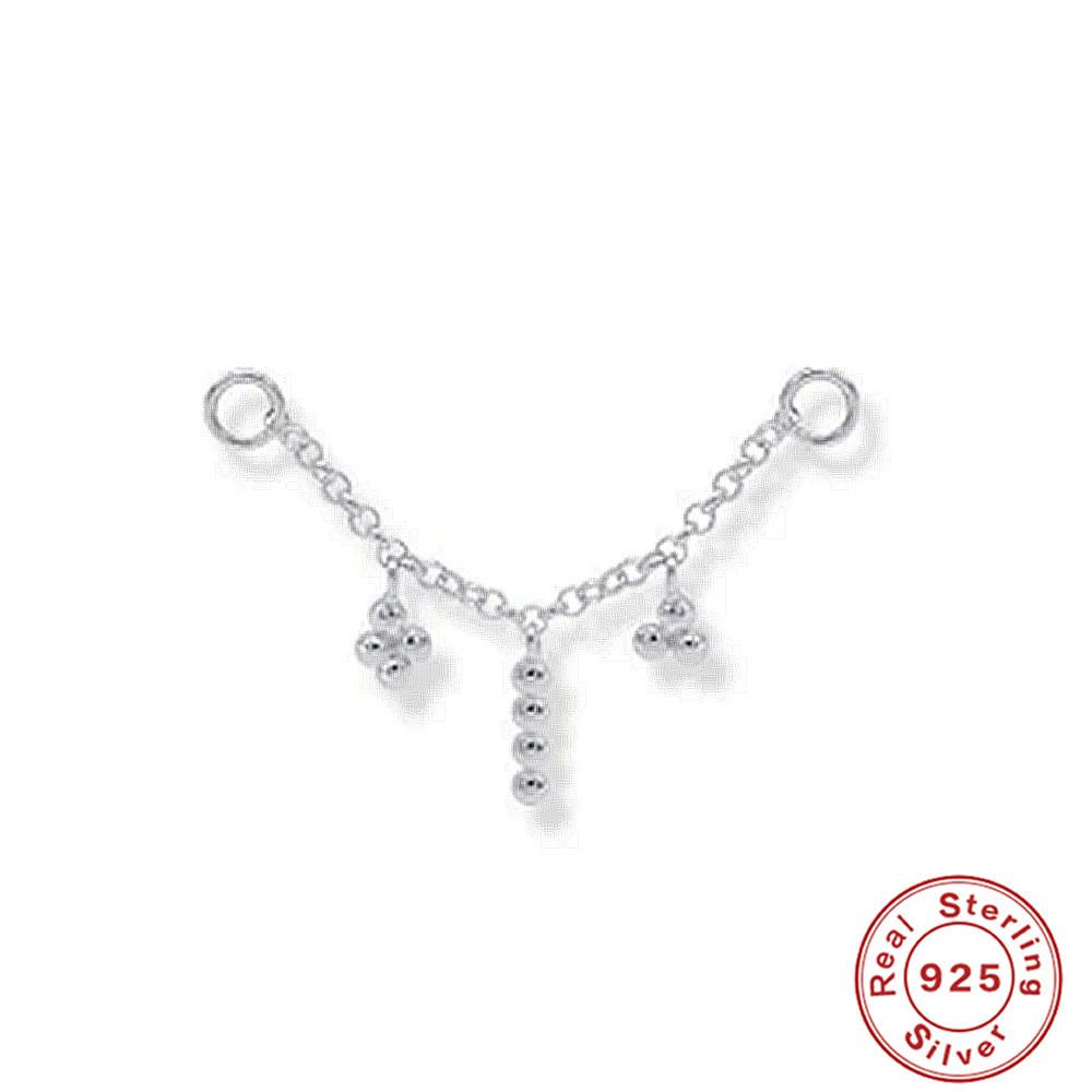 S925 Sterling Silver Fashion Personality Simple Versatile Chain Pendant Cartilage Chain Perforated Fashion Matching Earrings