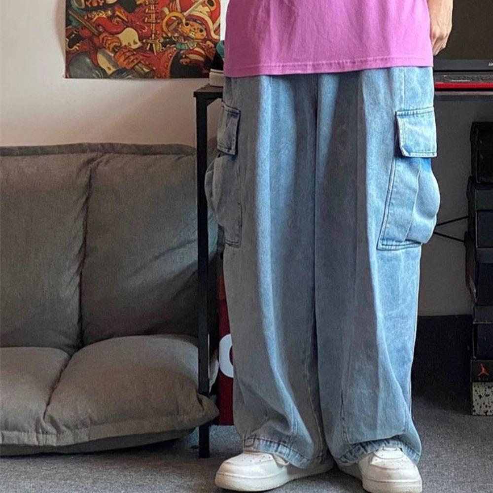 Baggy Jeans Herren Übergröße Cargo Koreanisch Schwarz Weite Hosen Streetwear Hip Hop Harajuku Männermode Gerade Jeans