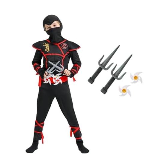[asayurii] Children s Ninja Halloween Costume, Boys, Cosplay, Costume, Kids, Ninja, Shinobi, Samurai, Shuriken, Kunai, Event, Party, Performance