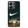 Phone Case - MANIACASE - Xiaomi Redmi Note 13 4G - Silicone TPU - Black - Nike Logo and Palm Trees (night)