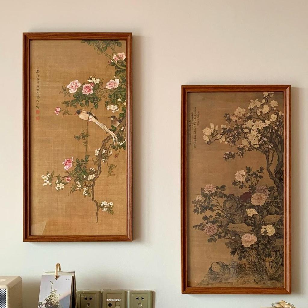 Chinese Pine & Crane Longevity Wall Art - Framed Replica for Living Room, Entrance, Tea Room, or Homestay