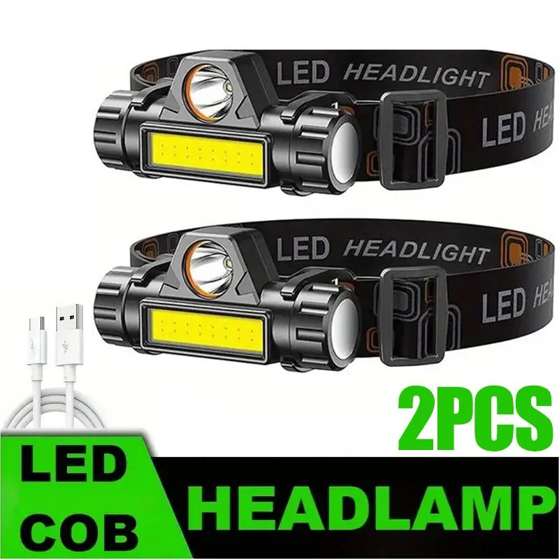 Powerful LED Headlamp, Long Battery Life Magnetic Fishing Light, Rechargeable Waterproof Headlight for Camping Hiking Cycling