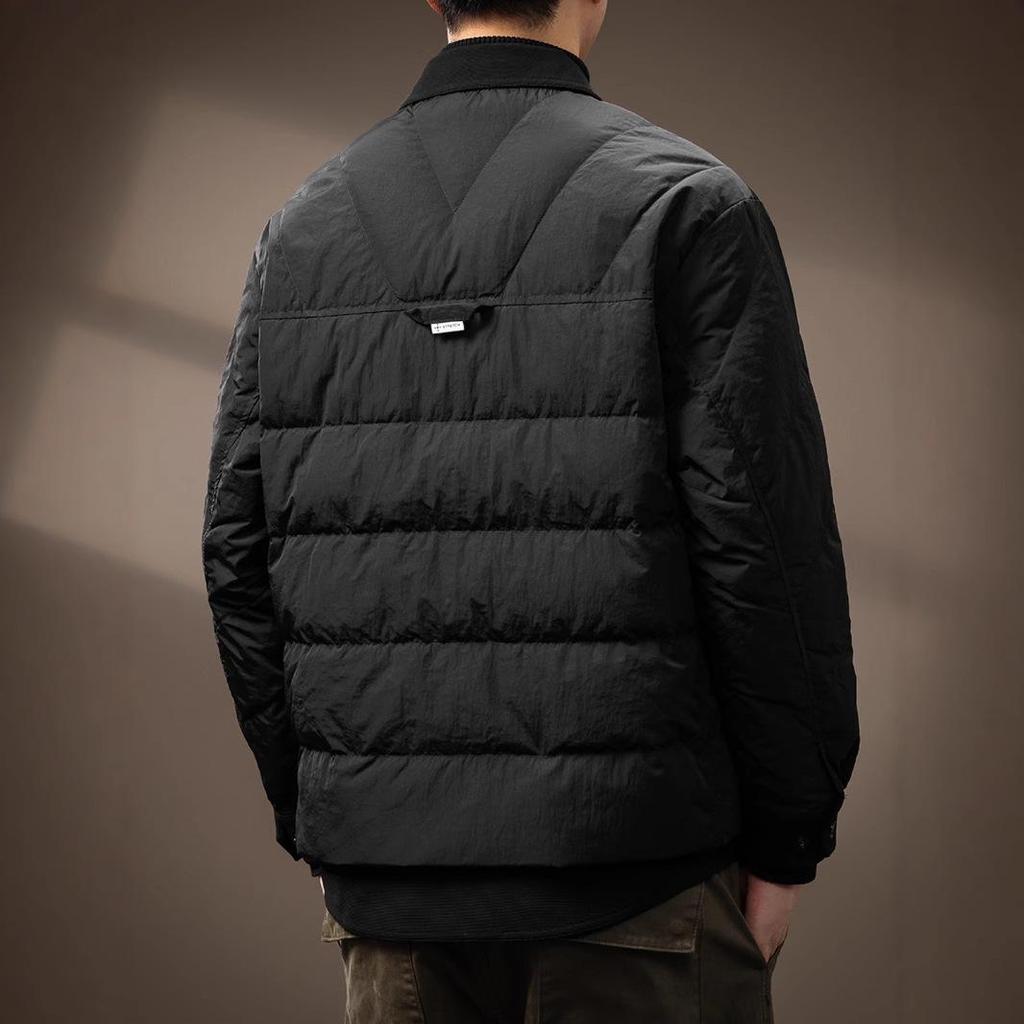 Men's 2024 Winter Loose-fit Shirt-style Jacket - White Duck Down, Lightweight, Plus Size Workwear