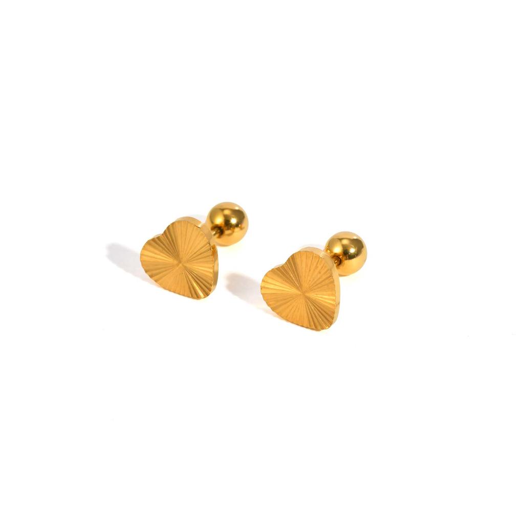 Simple Heart Shape Stainless Steel Stud Earrings for Women, Waterproof Gold Plated Small Earrings, Fashion Classic Jewelry Gift