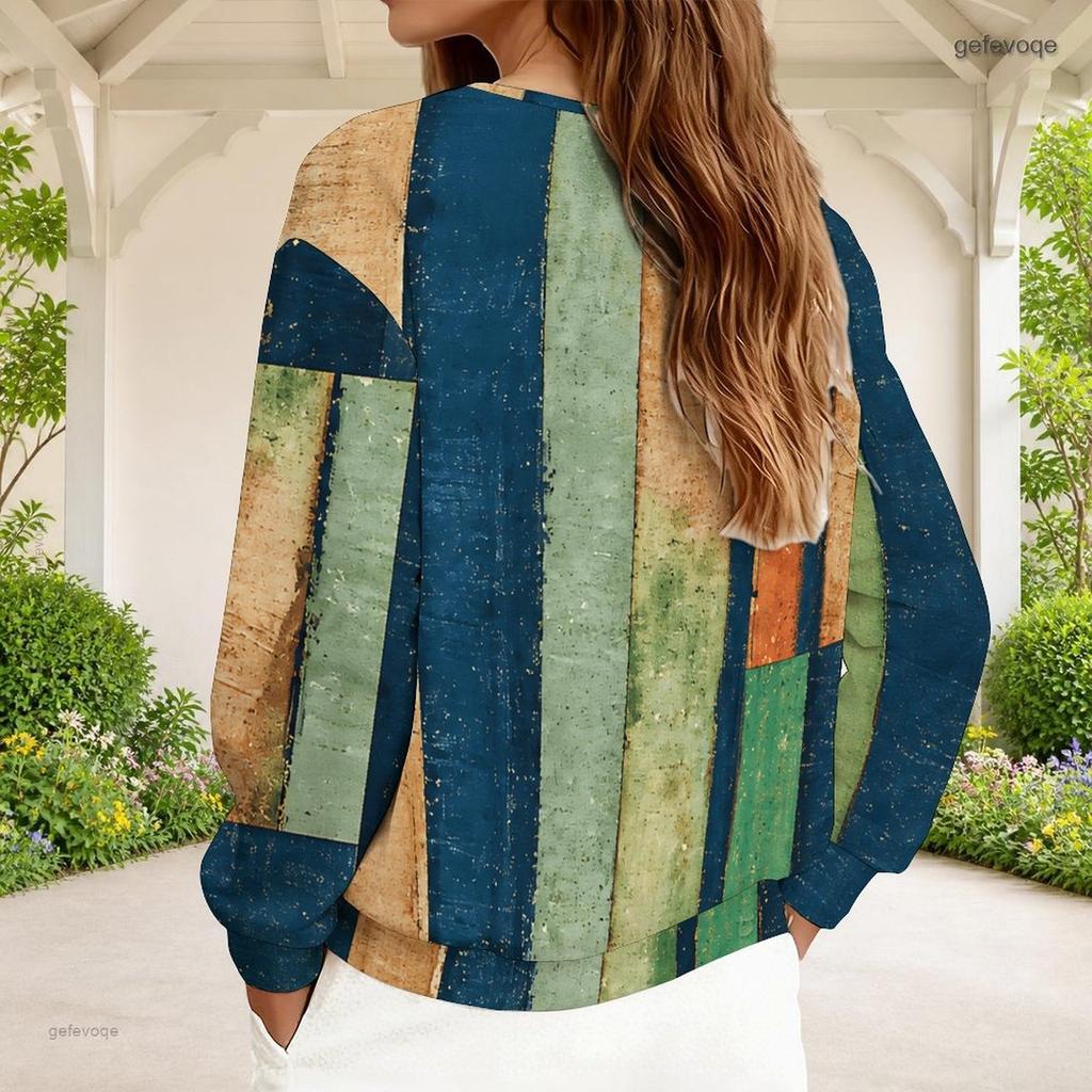 Women Plus Size White Printed V Neck Half Zip Long Sleeve Sweatshirt With Ribbed Cuffs