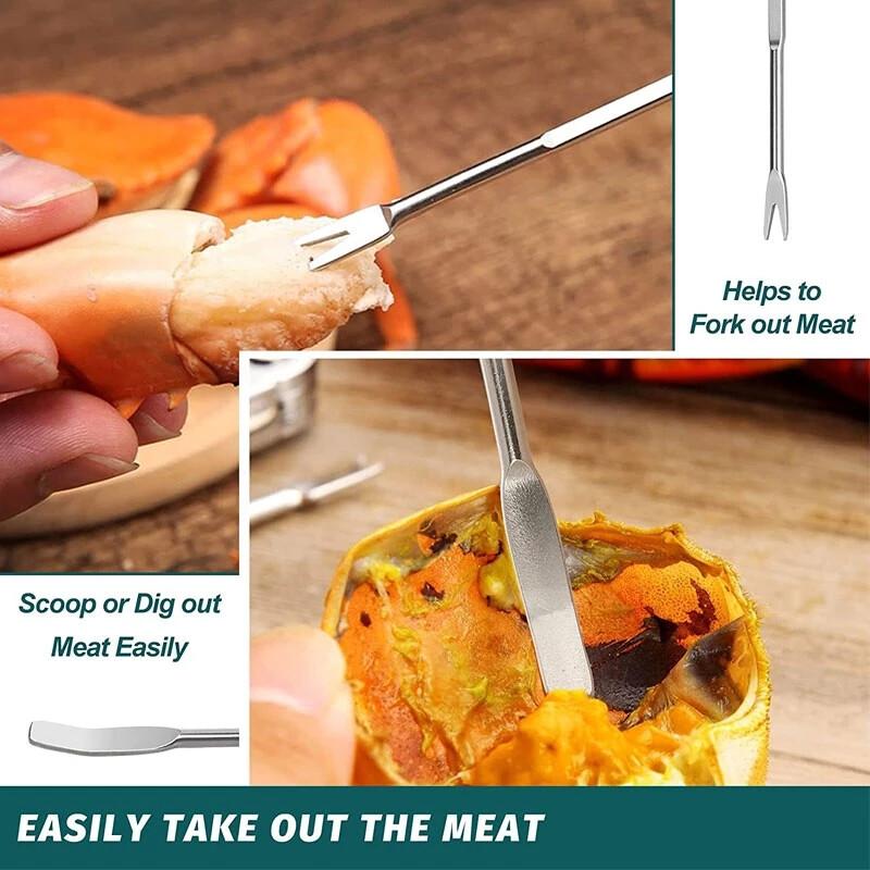 

Crab Needle Seafood Fork Stainless Steel Multi-Functional Walnut Needle Compact And Portable Crab Walnut Fruit Eating Aids