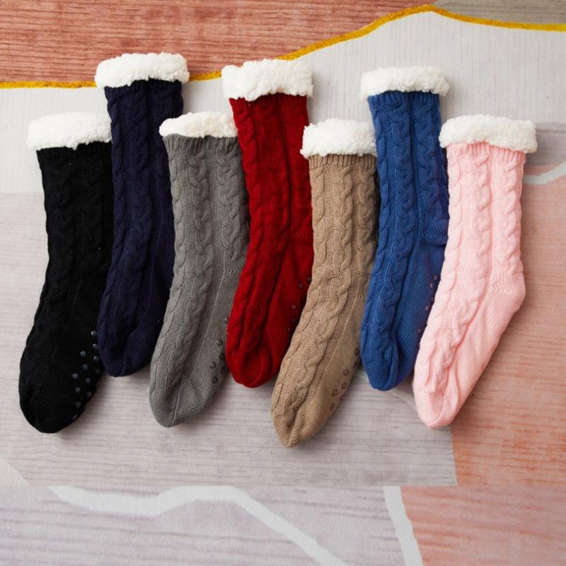 Floor Socks, Christmas Socks, Carpet Socks, Women's Autumn and Winter with Velvet Middle Tube
