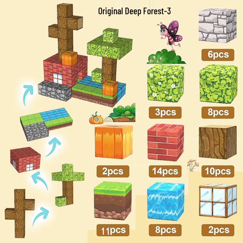 Primeval Forest 3D Magnetic Block Set for Kids - Educational Toy